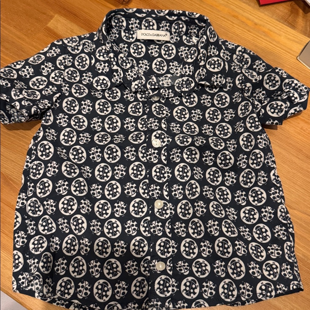 Dolce & Gabbana Navy and White Ladybug Print Shirt